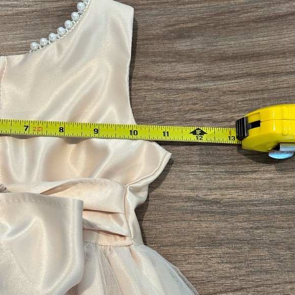 Sweet Kids Girls 3T SK781 Champagne Satin and Pearl with Tulle - Picture 9 of 12